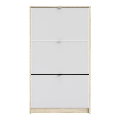Shoes Shoe Cabinet 3 Flip Down Doors and 2 layers Oak structure White – FTG, view 2
