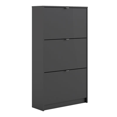 Shoes Shoe Cabinet 3 Flip Down Doors and 2 layers in Matt Black – FTG