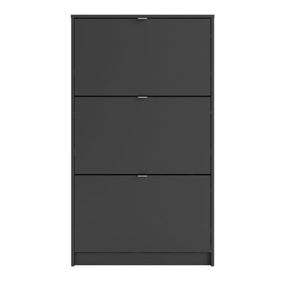 Shoes Shoe Cabinet 3 Flip Down Doors and 2 layers in Matt Black – FTG, view 2