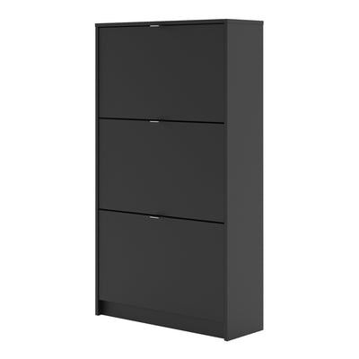 Shoes Shoe Cabinet 3 Flip Down Doors and 2 layers in Matt Black – FTG, view 3