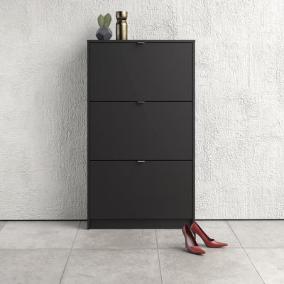 Shoes Shoe Cabinet 3 Flip Down Doors and 2 layers in Matt Black – FTG, view 5