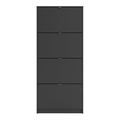 Shoes Shoe Cabinet 4 Flip Down Doors and 2 layers in Matt Black – FTG, view 2