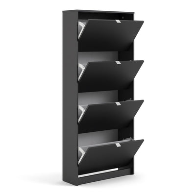 Shoes Shoe Cabinet 4 Flip Down Doors and 2 layers in Matt Black – FTG, view 4