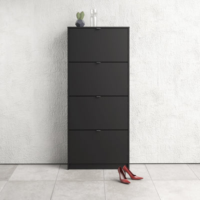 Shoes Shoe Cabinet 4 Flip Down Doors and 2 layers in Matt Black – FTG, view 5