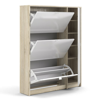 Shoes Shoe Cabinet 3 Flip Down Doors and 2 layers 1 Door Oak structure – FTG, view 4
