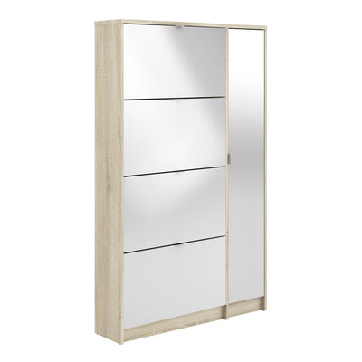 Shoes Shoe Cabinet 4 Flip Down Doors and 2 layers 1 Mirror Door Oak structure – FTG