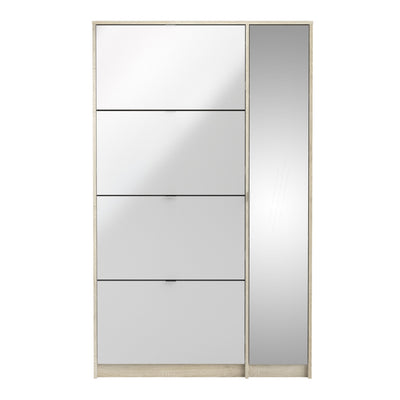 Shoes Shoe Cabinet 4 Flip Down Doors and 2 layers 1 Mirror Door Oak structure – FTG, view 2
