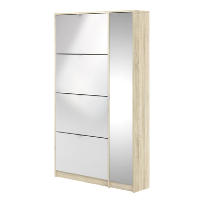 Shoes Shoe Cabinet 4 Flip Down Doors and 2 layers 1 Mirror Door Oak structure – FTG, view 3
