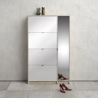 Shoes Shoe Cabinet 4 Flip Down Doors and 2 layers 1 Mirror Door Oak structure – FTG, view 5