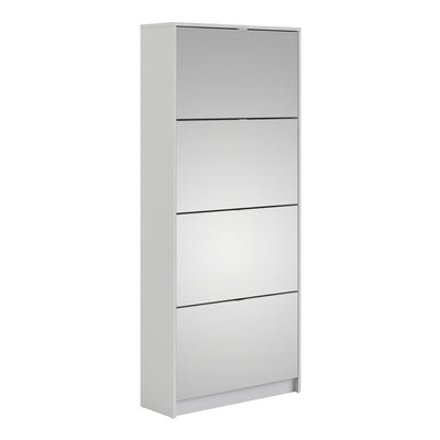 Shoes Shoe Cabinet 4 Flip Down Mirror Doors and 2 layers in White – FTG