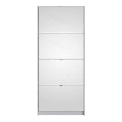 Shoes Shoe Cabinet 4 Flip Down Mirror Doors and 2 layers in White – FTG, view 2