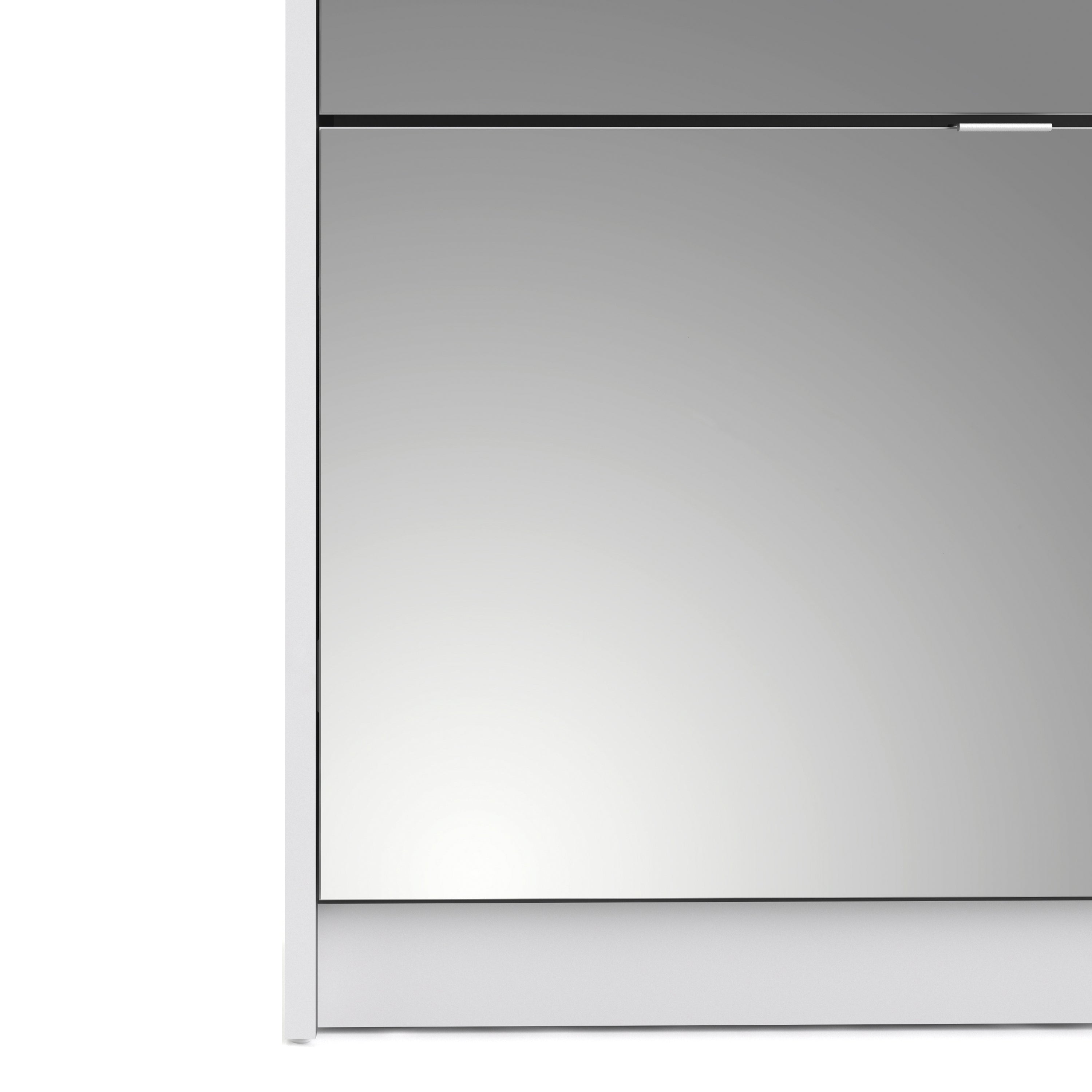Shoes Shoe Cabinet 4 Flip Down Mirror Doors and 2 layers in White – FTG, view 6