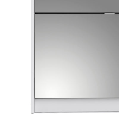 Shoes Shoe Cabinet 4 Flip Down Mirror Doors and 2 layers in White – FTG, view 6