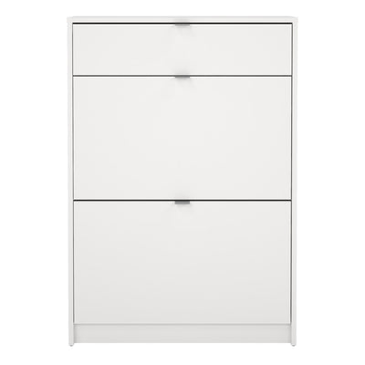 Shoes Shoe Cabinet 2 Flip Down Doors + 1 Drawer in White – FTG, view 2