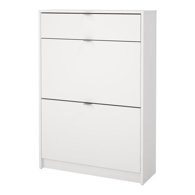 Shoes Shoe Cabinet 2 Flip Down Doors + 1 Drawer in White – FTG, view 3