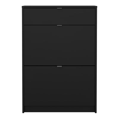Shoes Shoe Cabinet 2 Flip Down Doors + 1 Drawer in Matt Black – FTG, view 2