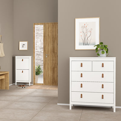 Barcelona Package – Bedside Table 2 Drawers + Chest 5 Drawers + Wardrobe with 2 Doors in White