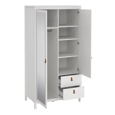 Barcelona Wardrobe with 1 Door 1 Mirror Door 2 Drawers in White – FTG, view 5