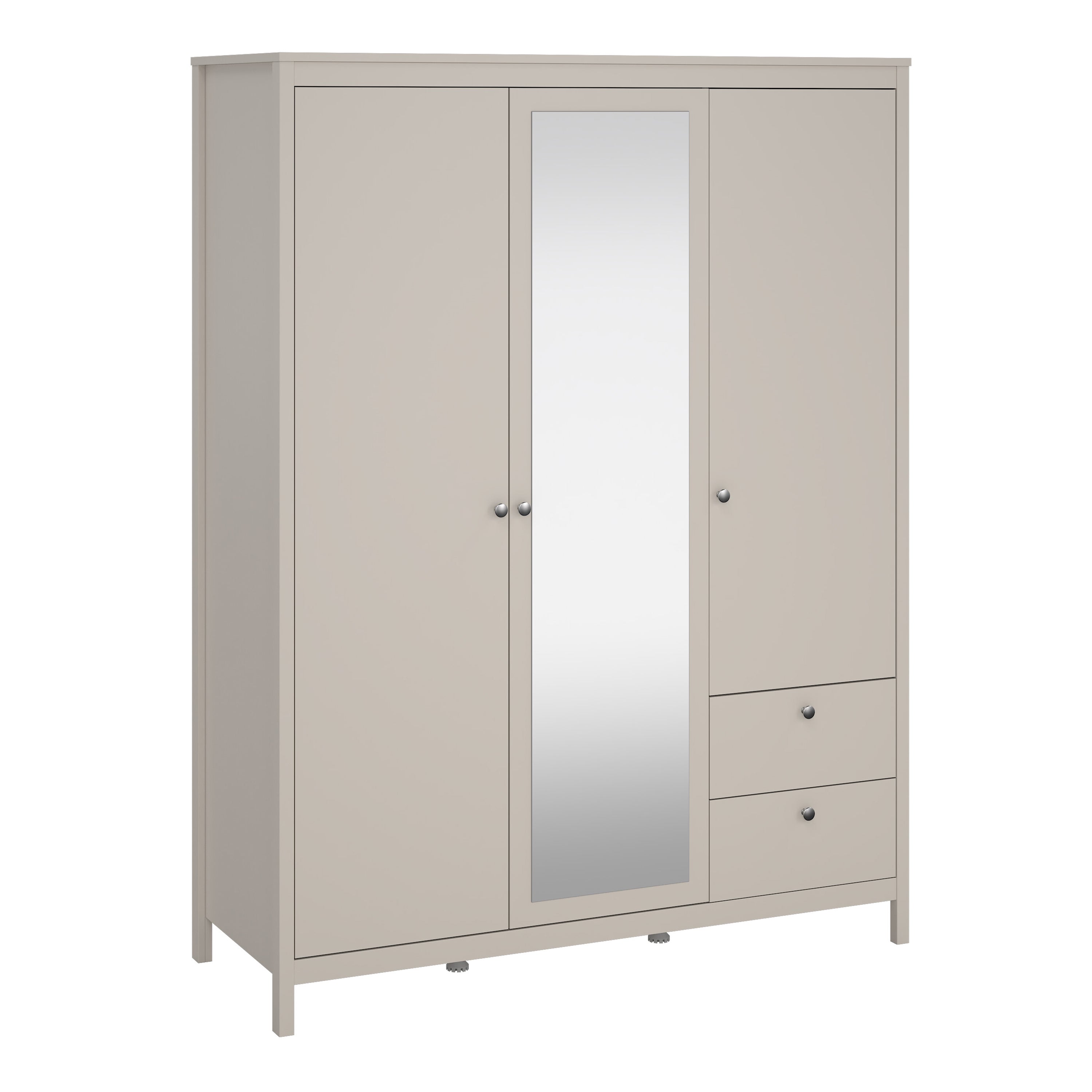 Barcelona Wardrobe with 2 Doors + 1 Mirror Door + 2 Drawers in Cashmere – FTG, view 3