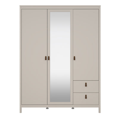 Barcelona Wardrobe with 2 Doors + 1 Mirror Door + 2 Drawers in Cashmere – FTG, view 4