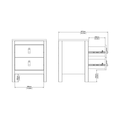 Barcelona Bedside Table 2 Drawers in White – FTG, view 12