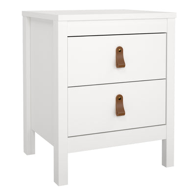 Barcelona Bedside Table 2 Drawers in White – FTG