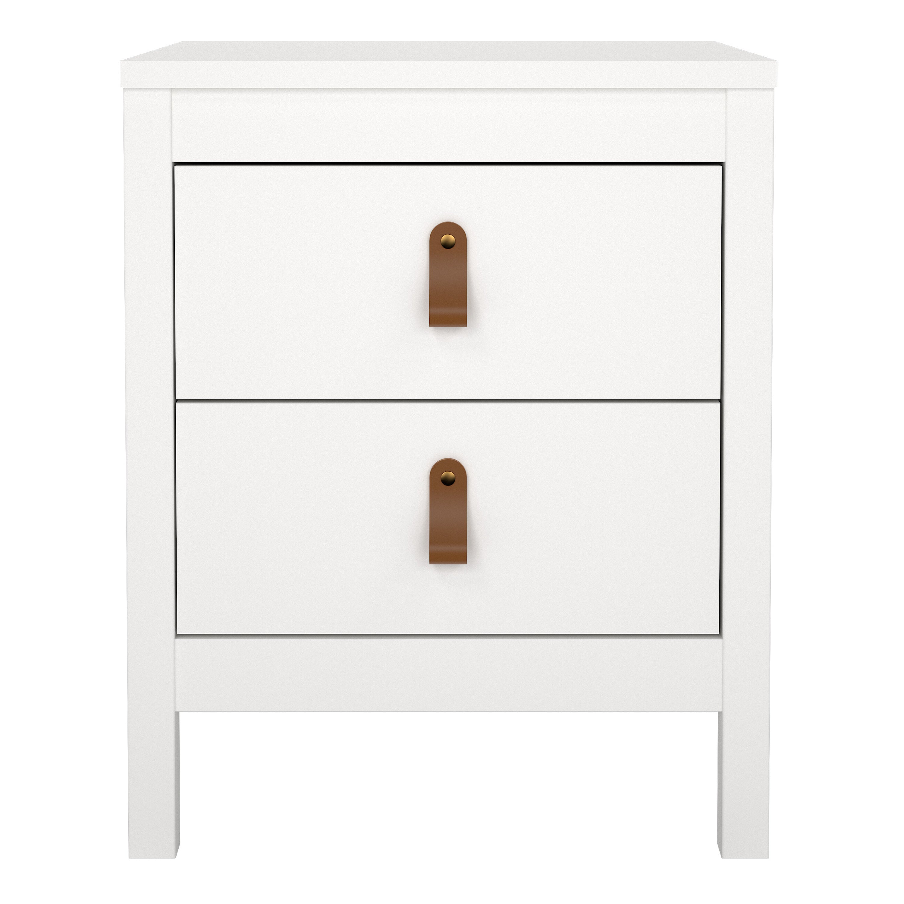 Barcelona Bedside Table 2 Drawers in White – FTG, view 2