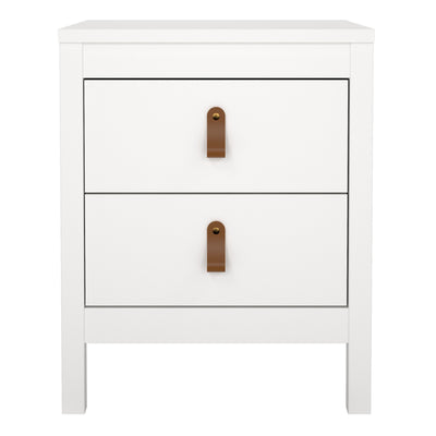 Barcelona Bedside Table 2 Drawers in White – FTG, view 2