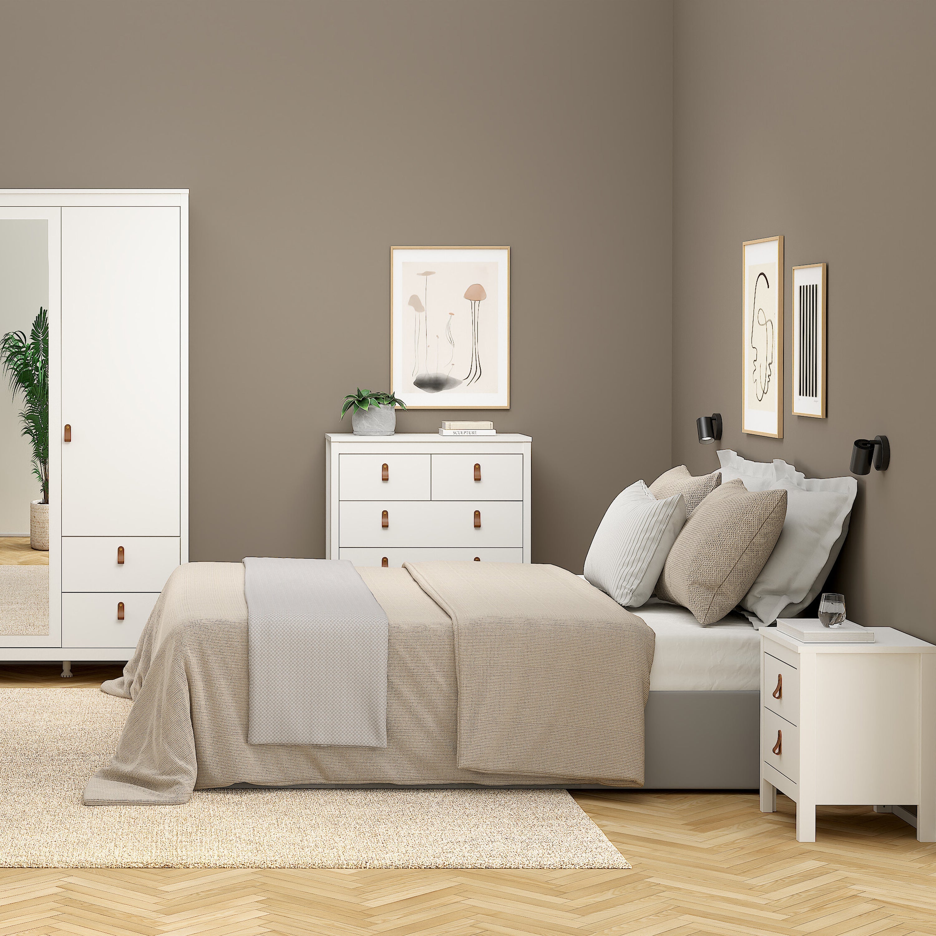Barcelona Bedside Table 2 Drawers in White – FTG, view 6