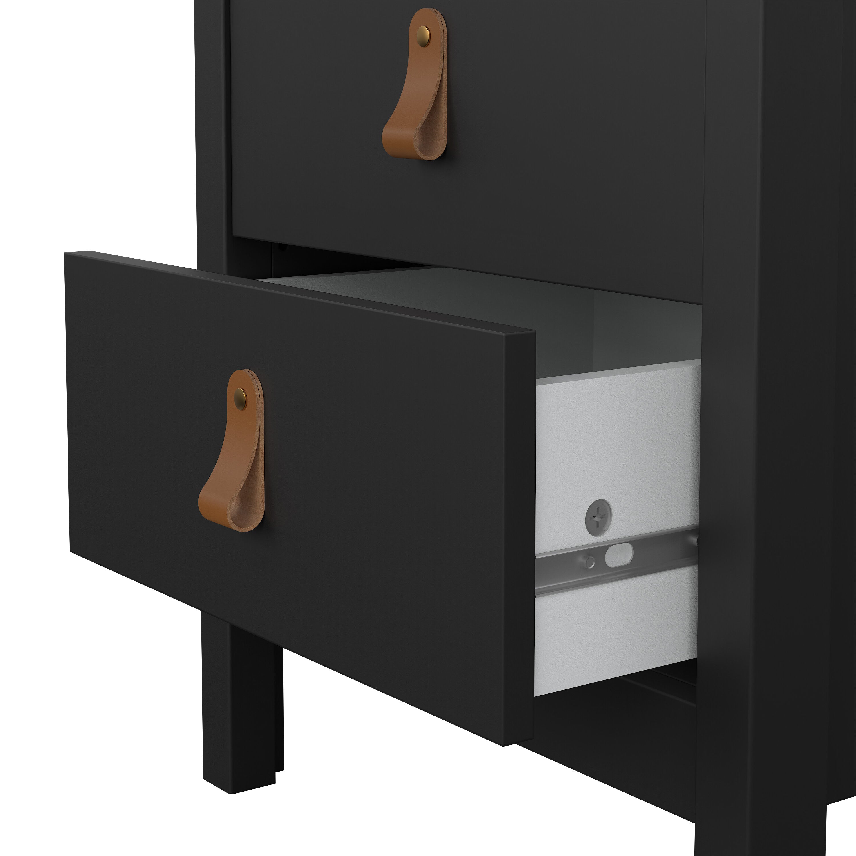 Barcelona Bedside Table 2 Drawers in Matt Black – FTG, view 10