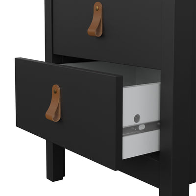 Barcelona Bedside Table 2 Drawers in Matt Black – FTG, view 10