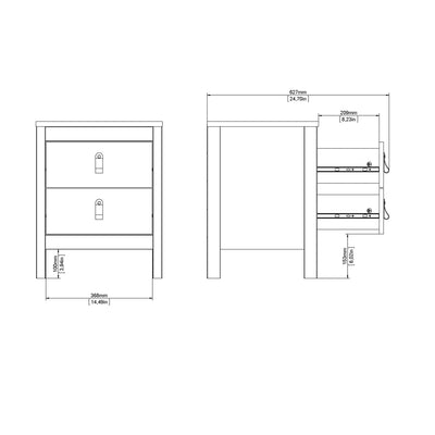 Barcelona Bedside Table 2 Drawers in Matt Black – FTG, view 12