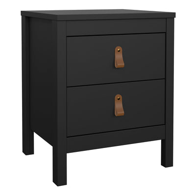 Barcelona Bedside Table 2 Drawers in Matt Black – FTG