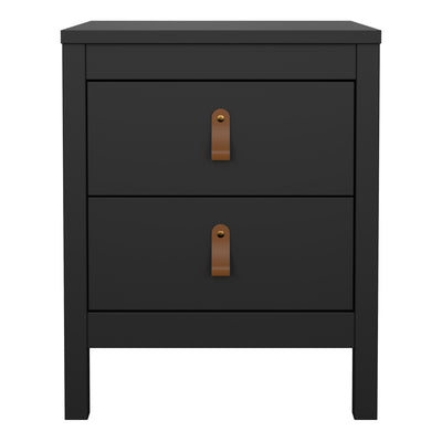 Barcelona Bedside Table 2 Drawers in Matt Black – FTG, view 2