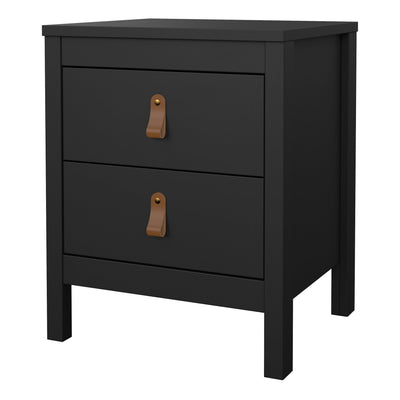 Barcelona Bedside Table 2 Drawers in Matt Black – FTG, view 3