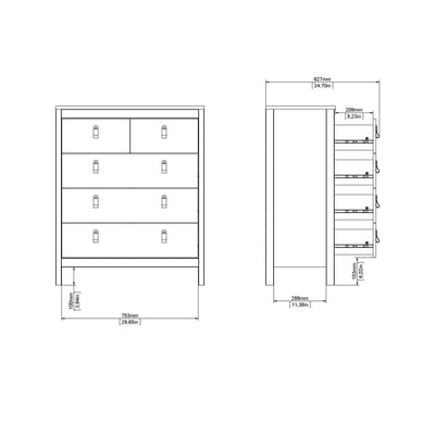 Barcelona Chest 3+2 Drawers in White – FTG, view 10