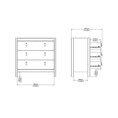 Barcelona Chest 3 Drawers in White – FTG, view 10