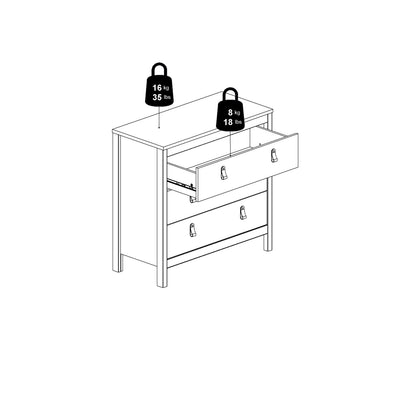 Barcelona Chest 3 Drawers in White – FTG, view 11