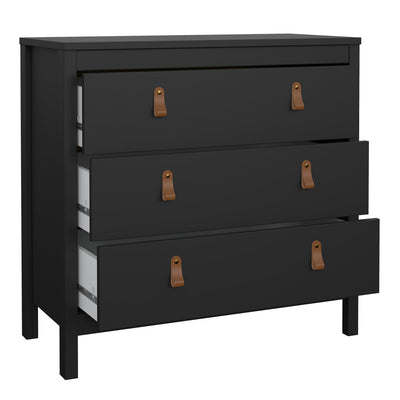 Barcelona Chest 3 Drawers in Matt Black – FTG, view 5