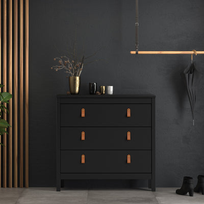 Barcelona Chest 3 Drawers in Matt Black – FTG, view 8