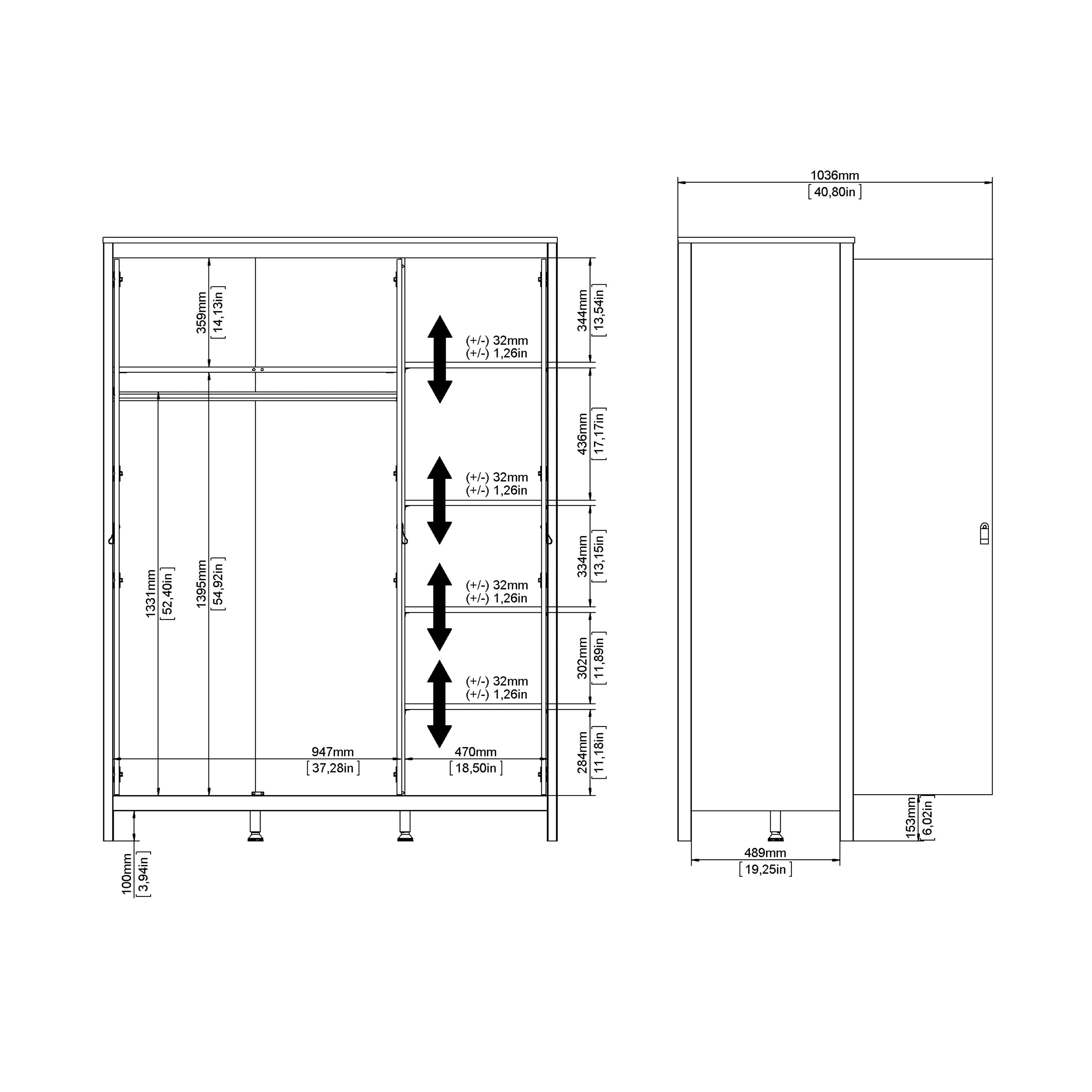 Barcelona Wardrobe with 3 Doors in White – FTG, view 11