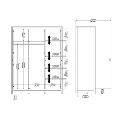 Barcelona Wardrobe with 3 Doors in White – FTG, view 11