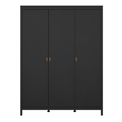 Barcelona Wardrobe with 3 Doors in Matt Black – FTG, view 2