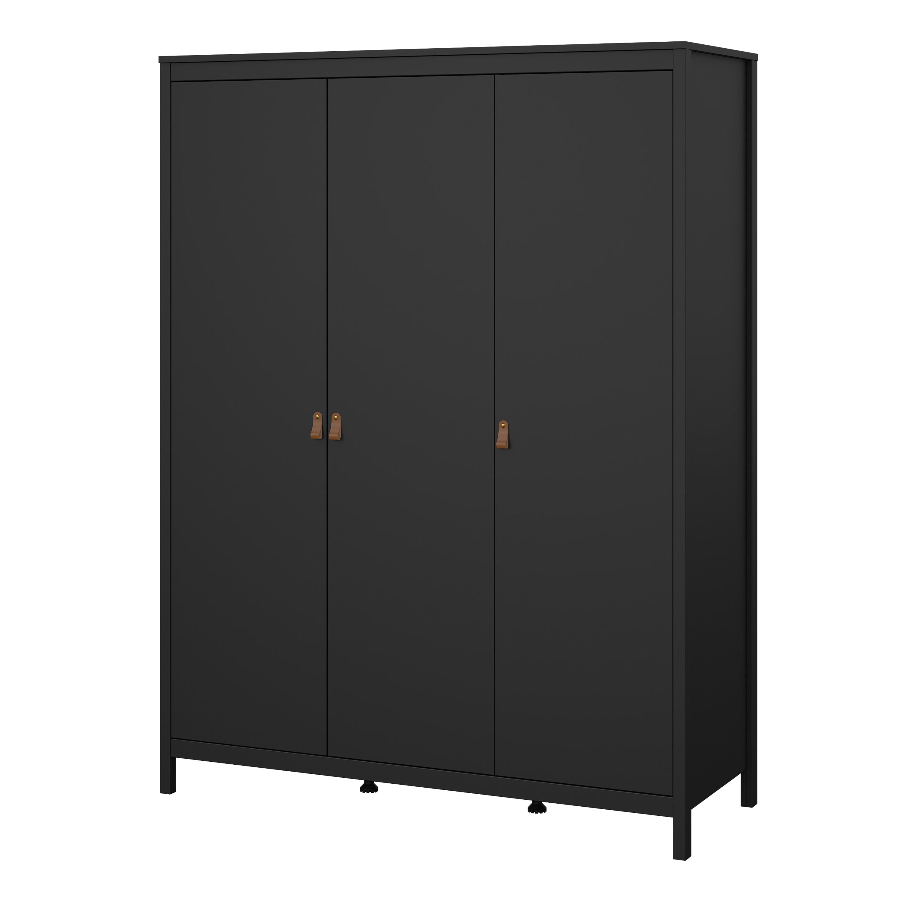 Barcelona Wardrobe with 3 Doors in Matt Black – FTG, view 3