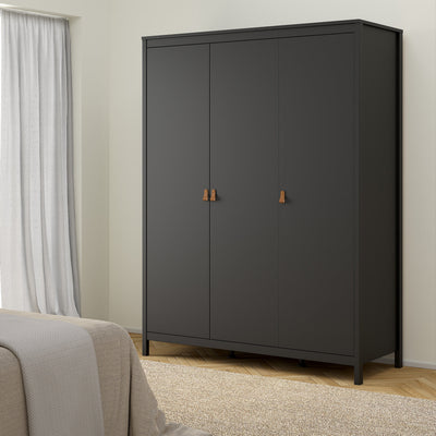 Barcelona Wardrobe with 3 Doors in Matt Black – FTG, view 7