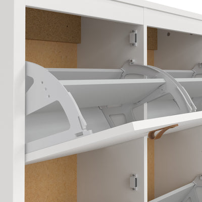 Barcelona Shoe Cabinet 4 Flip Down Doors in White – FTG, view 10
