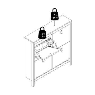 Barcelona Shoe Cabinet 4 Flip Down Doors in White – FTG, view 14