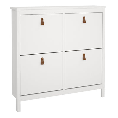 Barcelona Shoe Cabinet 4 Flip Down Doors in White – FTG