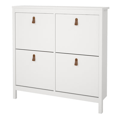 Barcelona Shoe Cabinet 4 Flip Down Doors in White – FTG, view 3