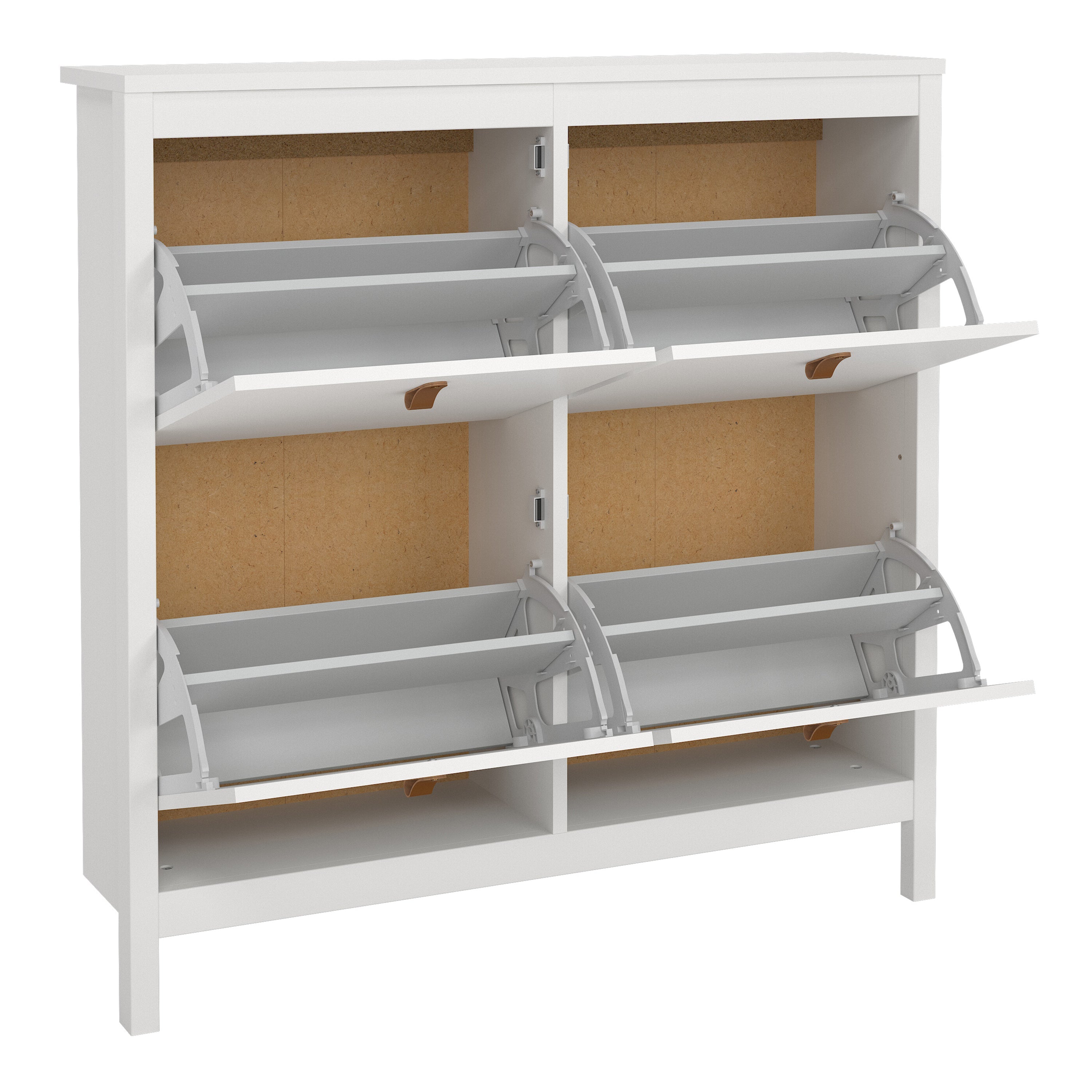 Barcelona Shoe Cabinet 4 Flip Down Doors in White – FTG, view 5